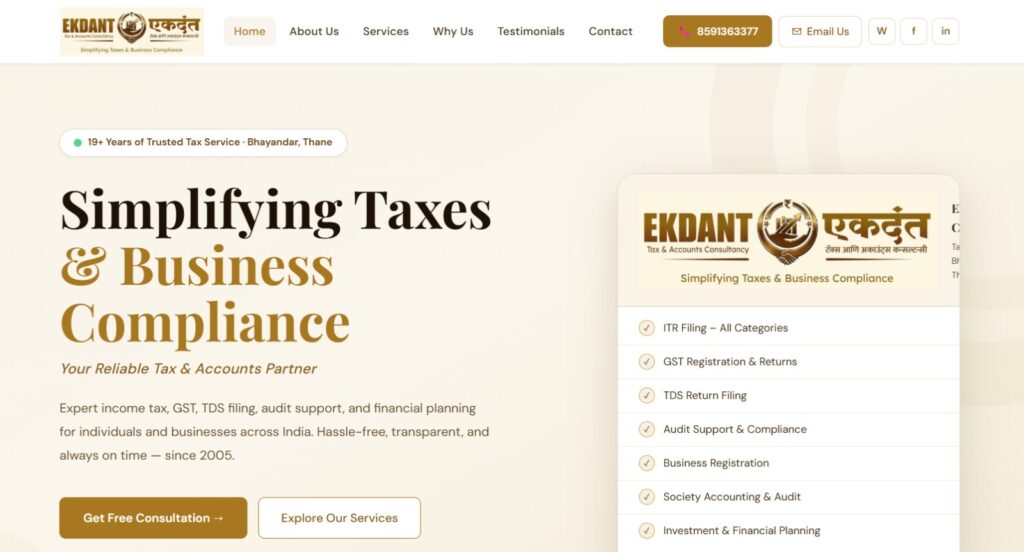Ekdant Professional : Simplifying Taxes & Business Compliance Banner